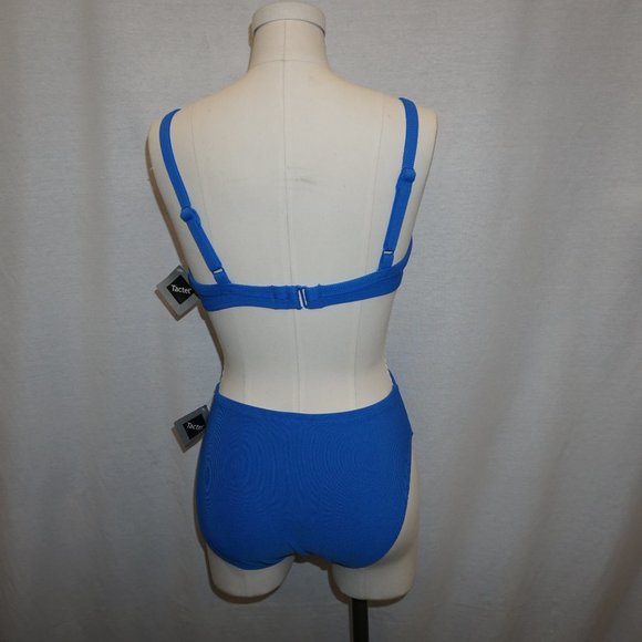 Y2K Deadstock retro bikini High waist bra top electric blue 4 6 Small - Picture 3 of 7
